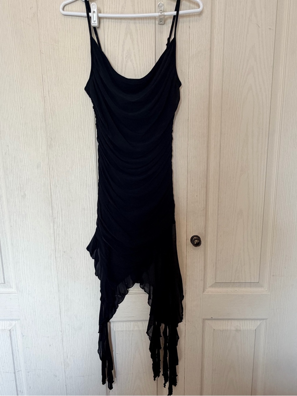 SHEIN Black Asymmetrical Ruffle Slip Dress